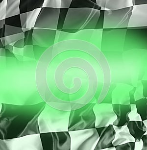 Checkered flag on green