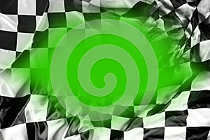 Checkered flag on green