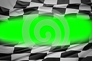 Checkered flag on green