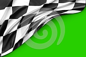 Checkered flag on green