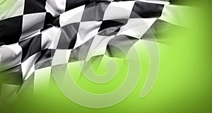Checkered flag on green