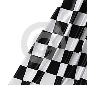 Checkered flag isolated on white, top view