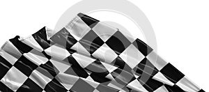 Checkered flag isolated on white, top view