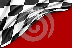 Checkered flag on red