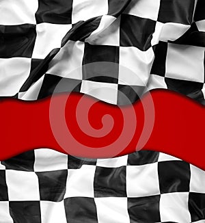 Checkered flag on red