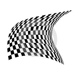 Checkered flag. Signaling on the race track. fabric texture with cubes, background for presentations and start pages