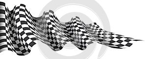 Checkered flag wave flying on white for sport race championship business background vector