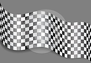 Checkered flag wave on gray design for race background vector.