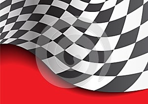 Checkered flag wave on red design race championship background vector.