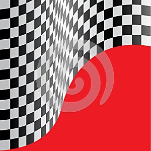 Checkered flag wave on red vector.