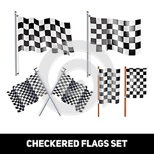 Checkered Flags Decorative Icon Set