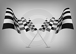 Checkered flags racing symbol on white.