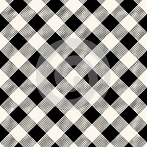 Checkered gingham fabric seamless pattern in blue grey and white, vector