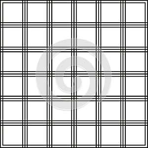 Checkered grid pattern. Thin white lines. Black Vector surface. Simple woven texture.