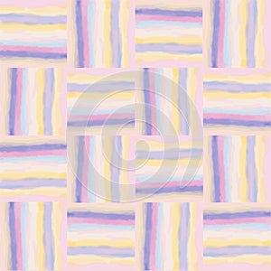 Checkered grunge striped colorful watercolor seamless pattern