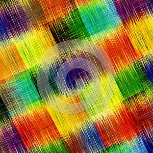 Checkered grunge striped rainbow diagonal background