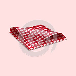 Checkered napkin for table setting. Vector illustration. Sketch