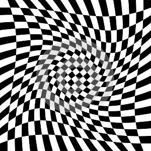Checkered pattern background, checkerboard distorted squares