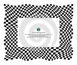 Checkered pattern of champ background with distort black and white banner