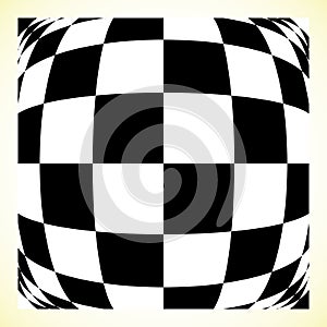 Checkered pattern chess board, checker board with distortion