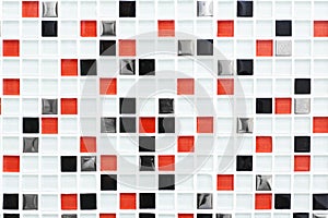 Checkered pattern tile background, red and black checks.