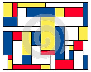 Checkered Piet Mondrian style emulation isolated vector illustration