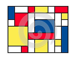 Checkered Piet Mondrian style emulation isolated vector illustration