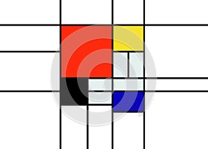 Checkered Piet Mondrian style emulation. The Netherlands art history and Holland painter. Colorful Dutch mosaic or checker line photo