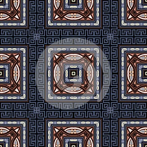 Checkered plaid tartan seamless pattern. Vector colorful greek background. Tribal ethnic style repeat backdrop. Modern design with