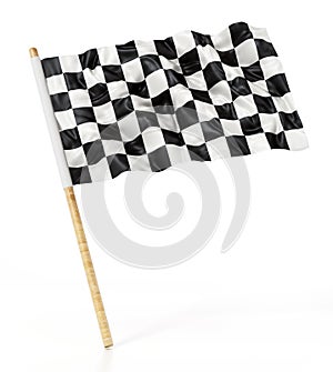 Checkered race flag isolated on white background. 3D illustration