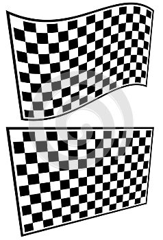 Checkered racing flag elements isolated on white.