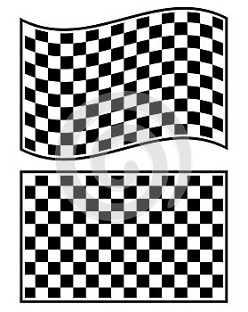 Checkered racing flag elements isolated on white.