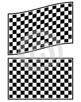 Checkered racing flag elements isolated on white.