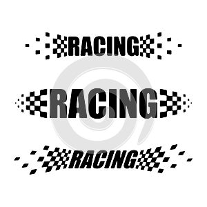 Checkered racing flags set