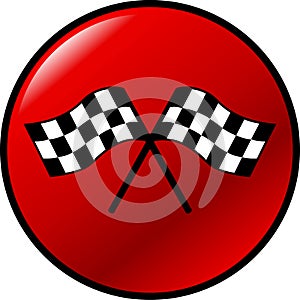 Checkered racing flags vector button