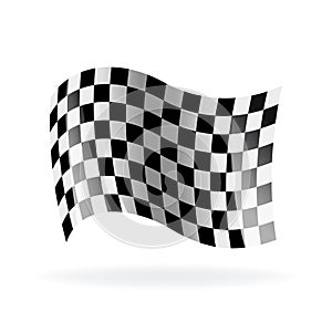 Checkered racing waving flag. Modern illustration. Wavy black and white flags