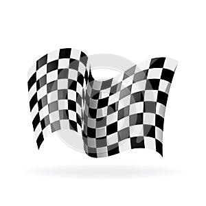 Checkered racing waving flag. Modern illustration. Wavy black and white flags