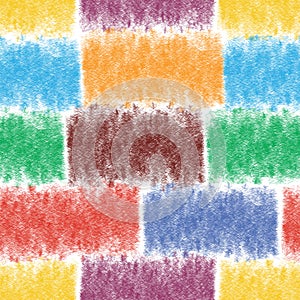 Checkered rainbow grunge stained seamless pattern