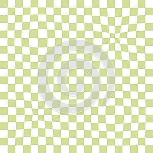 Checkered seamless background with distorted squares. Trippy grid retro checkerboard pattern in 1970s style. Chessboard vector