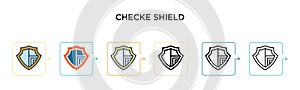 Checkered shield vector icon in 6 different modern styles. Black, two colored checkered shield icons designed in filled, outline,