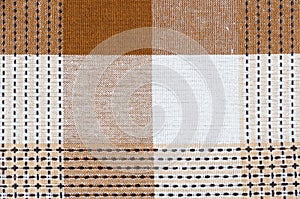 Checkered stitched fabric texture linen background photo