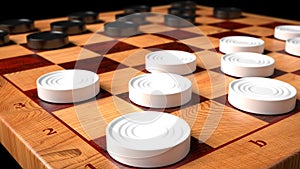 Checkers Game Wooden Board