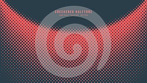 Checkers Halftone Pattern Vector Semi Circle Border Red Blue Abstract Background