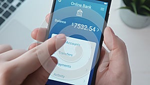 Checking bank accounts using banking app