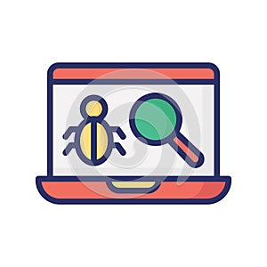Checking bug Isolated Vector icon which can easily modify or edit