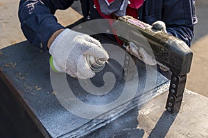 Checking defect in welded with process Magnetic Particle TestingMT photo