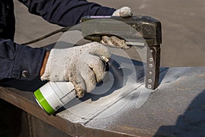Checking defect in welded with process Magnetic Particle TestingMT photo