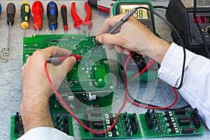 Checking the electronic device. Assembly of electronic boards