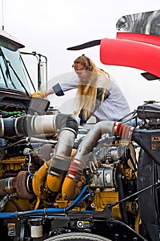 Checking Fluid Levels on a Big Rig