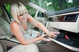 Checking glove department in the car